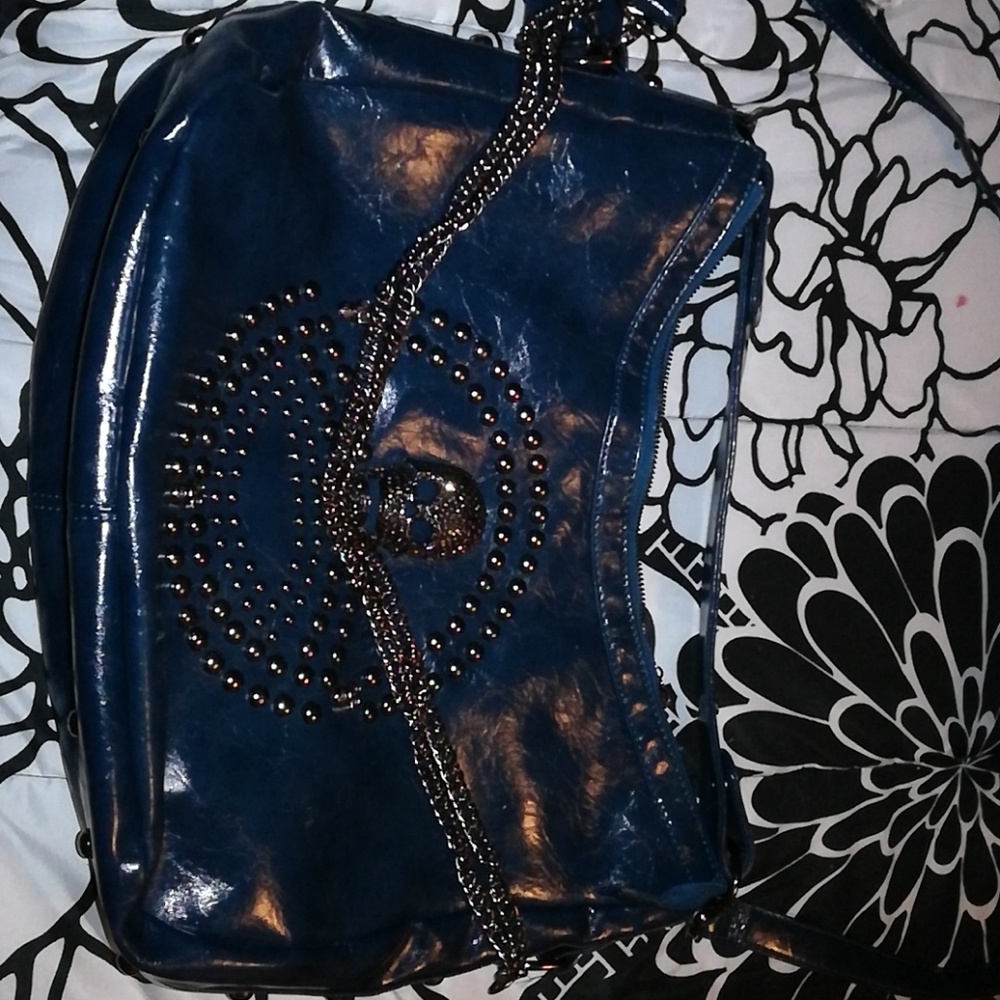 Turquoise / green skull crossbody bag